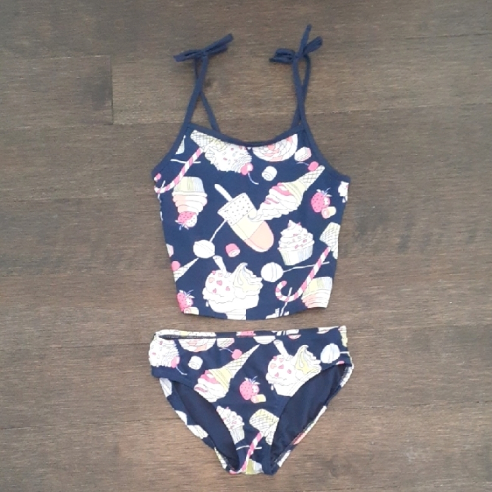 % Gap Kids navy Ice Cream print Tankini